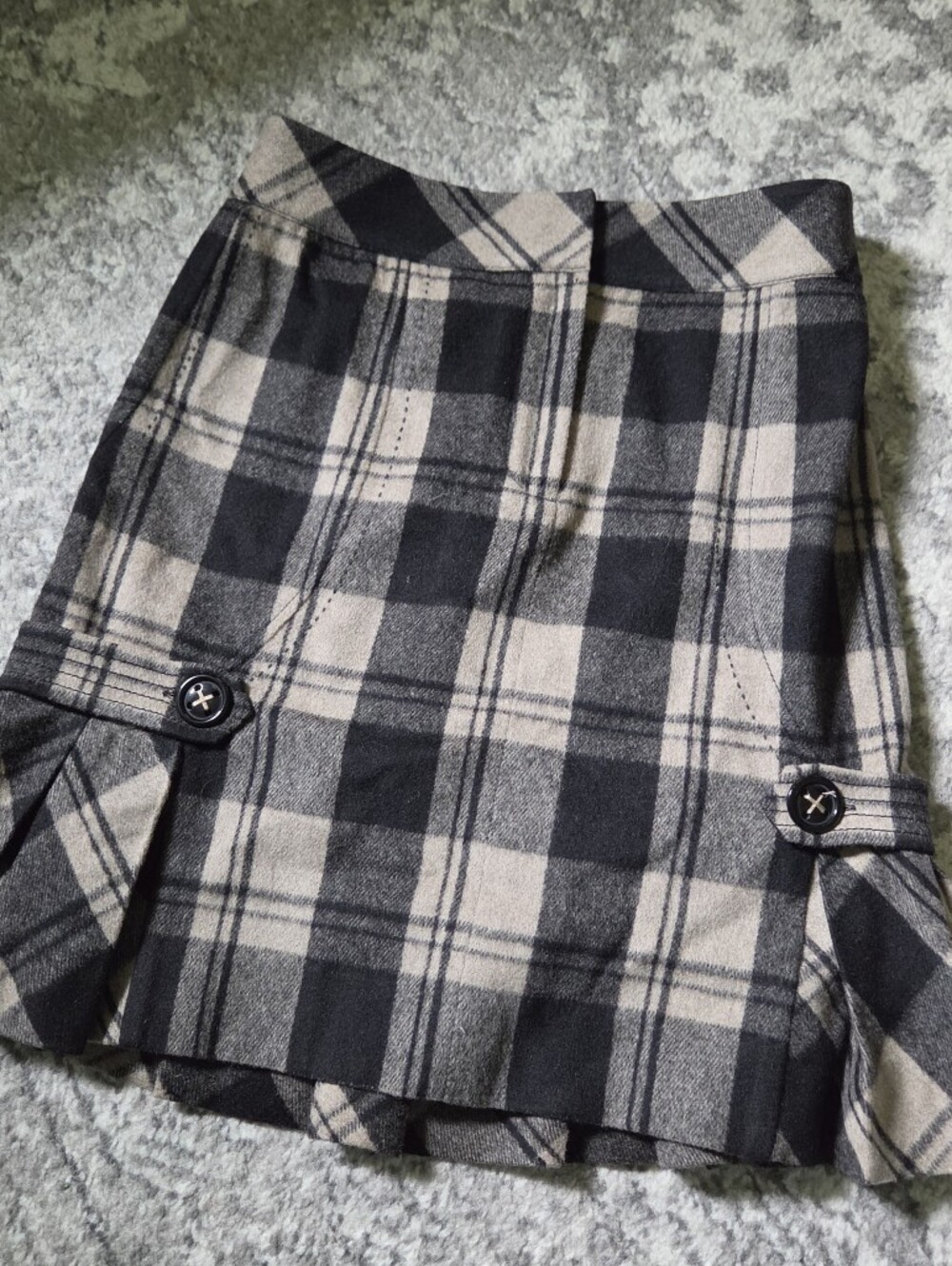 Per Se by Carlisle Vintage Wool Silk Plaid Pleated Mini Skirt Size 2